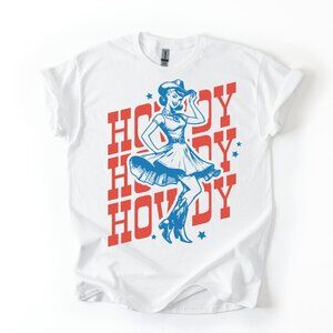 Women's Howdy Shirt | Vintage Western Pin Up Girl Tee Retro Country Graphic Top